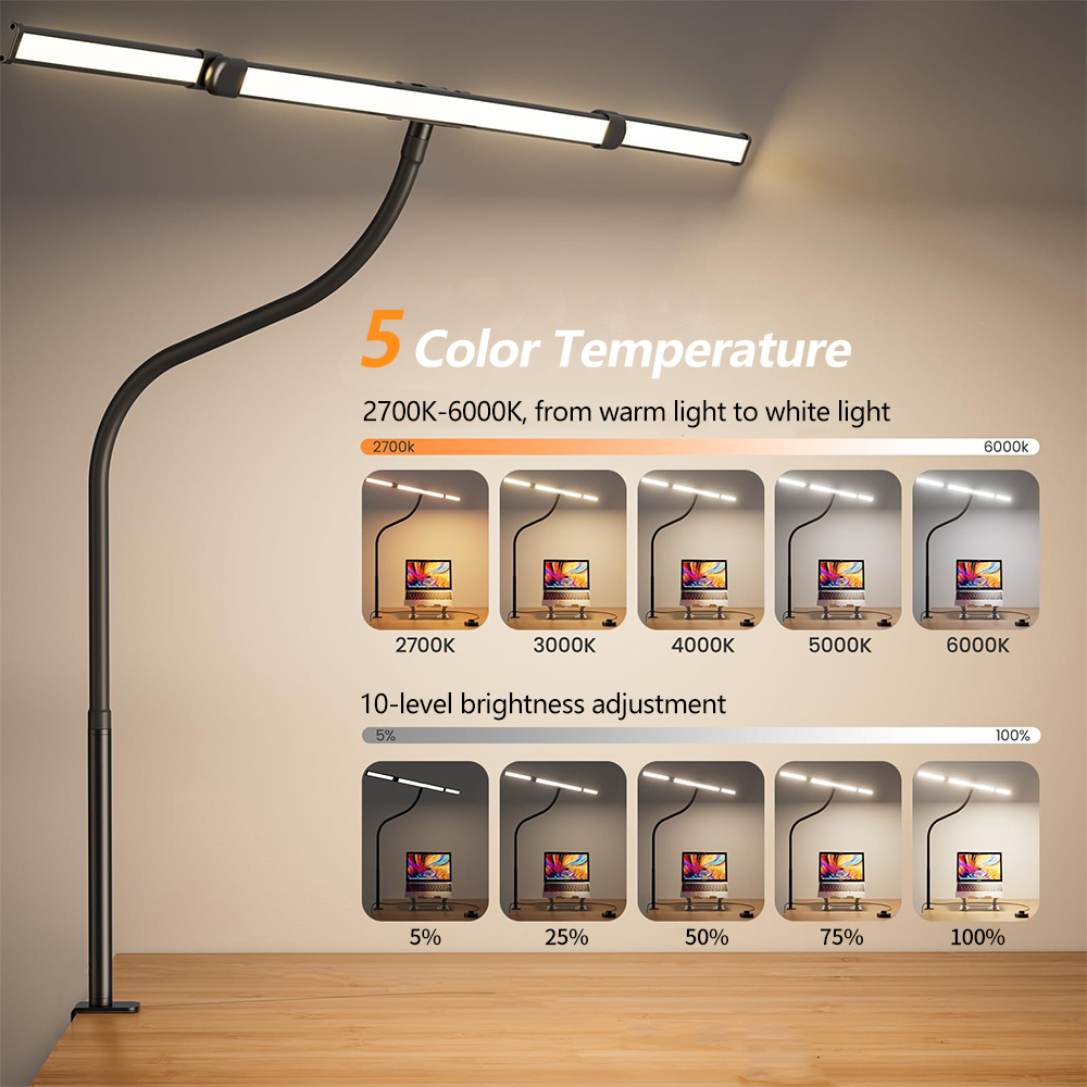 Eye-care LED Clip Metal Desk L - Book Light Flexible ulasan dan harga