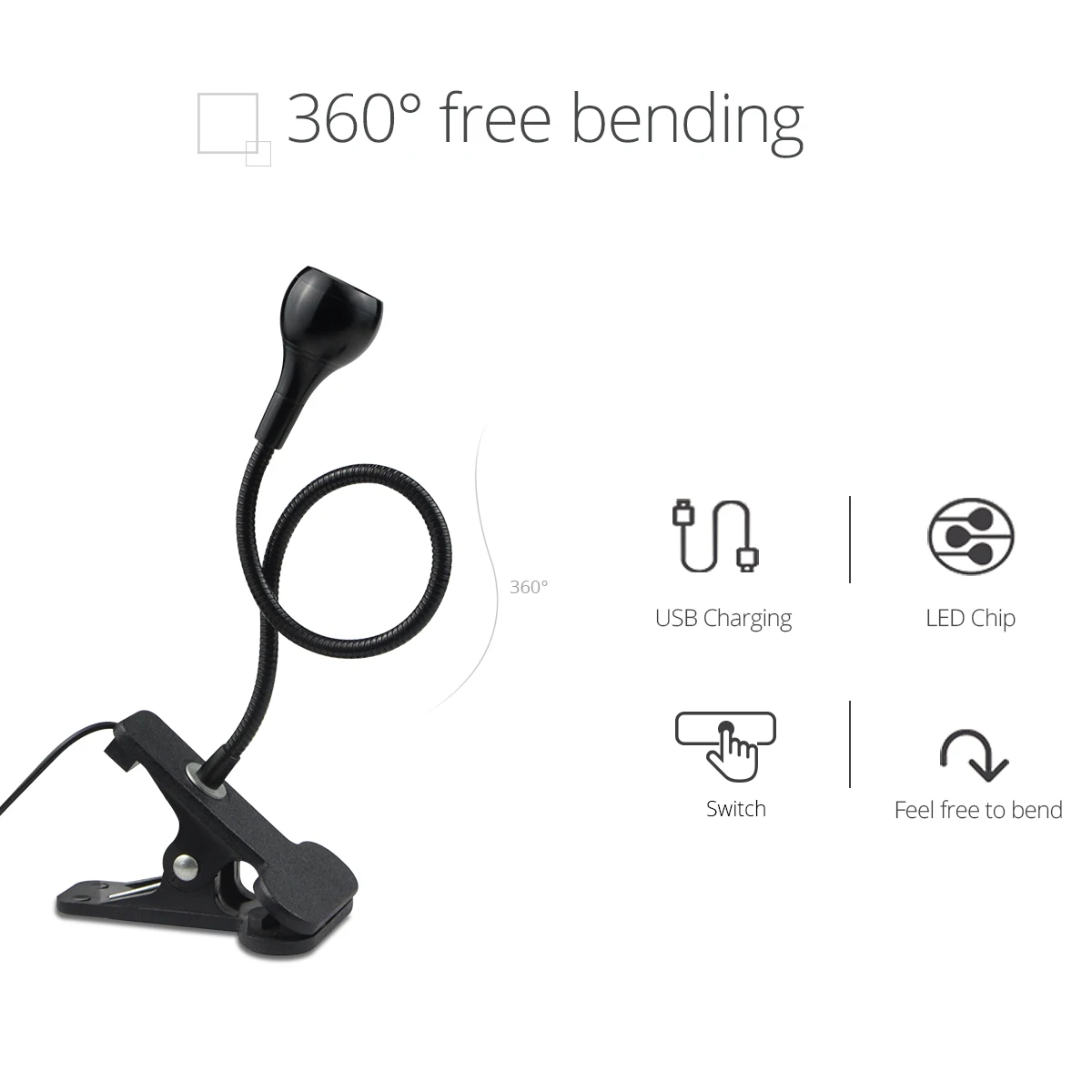 1-10Pcs Clip-On Light USB Powe - Book Light Flexible ulasan dan harga