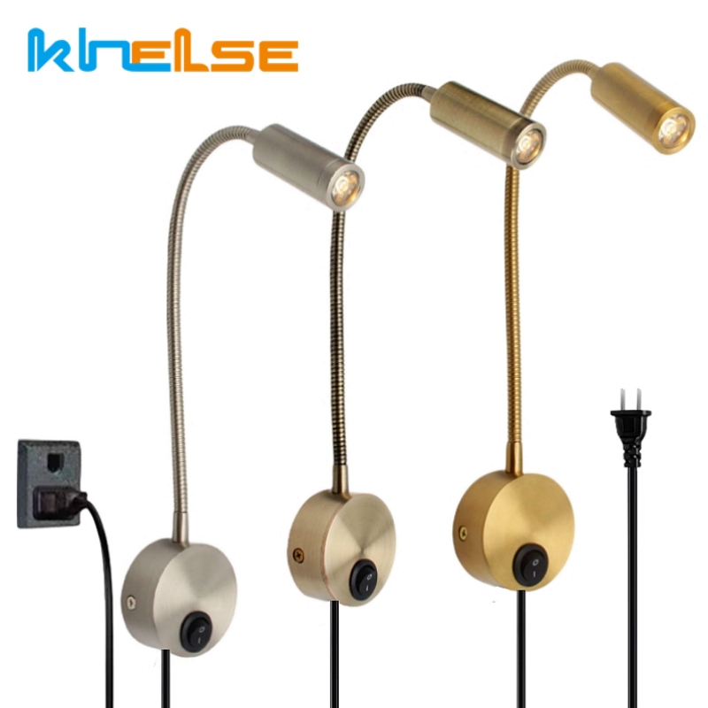 3W Bronze Gooseneck LED Wall L - Book Light Flexible ulasan dan harga