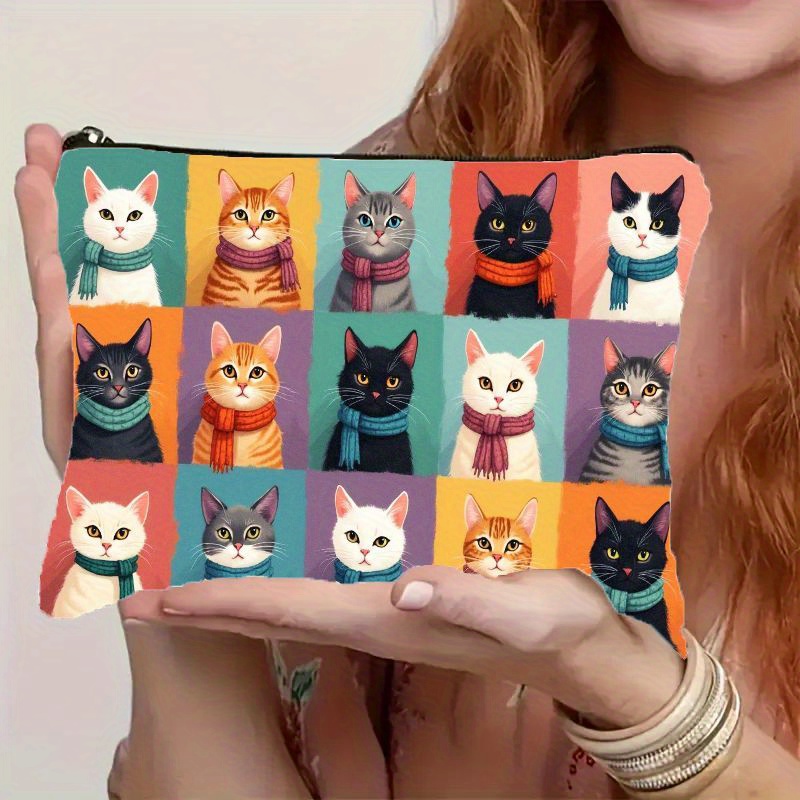 Cute Cat Print Makeup Bag, Zip - Travel Accessories Bag For Men ulasan dan harga