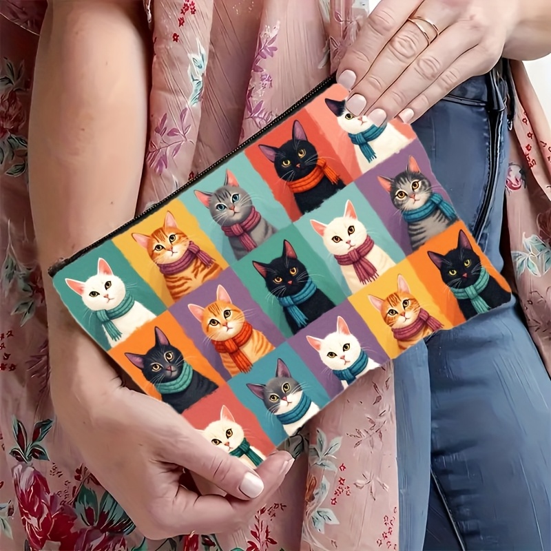 Cute Cat Print Makeup Bag, Zip - Travel Accessories Bag For Men ulasan dan harga