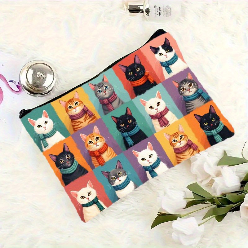 Cute Cat Print Makeup Bag, Zip - Travel Accessories Bag For Men ulasan dan harga